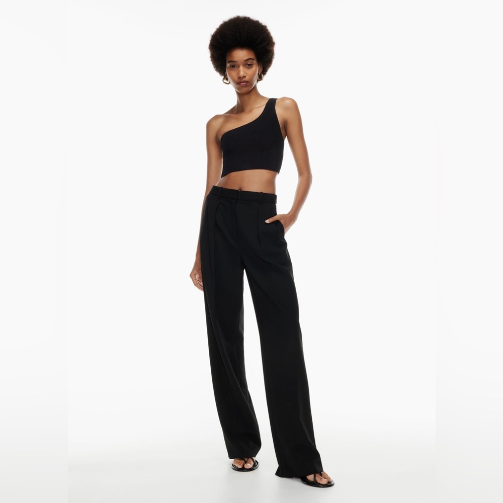 Aritzia Babaton Sculpt Knit One-Shoulder Cropped Tank, Black, Size S